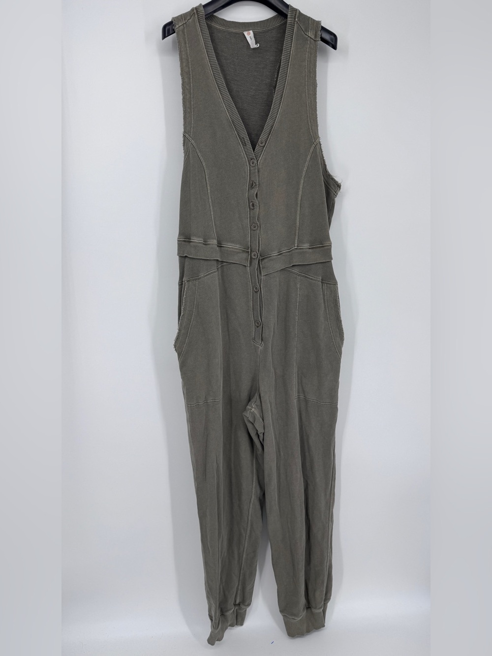 Daily Practice Olive-Green Sleeveless Button-Front Jumpsuit XL - Picture 2 of 9